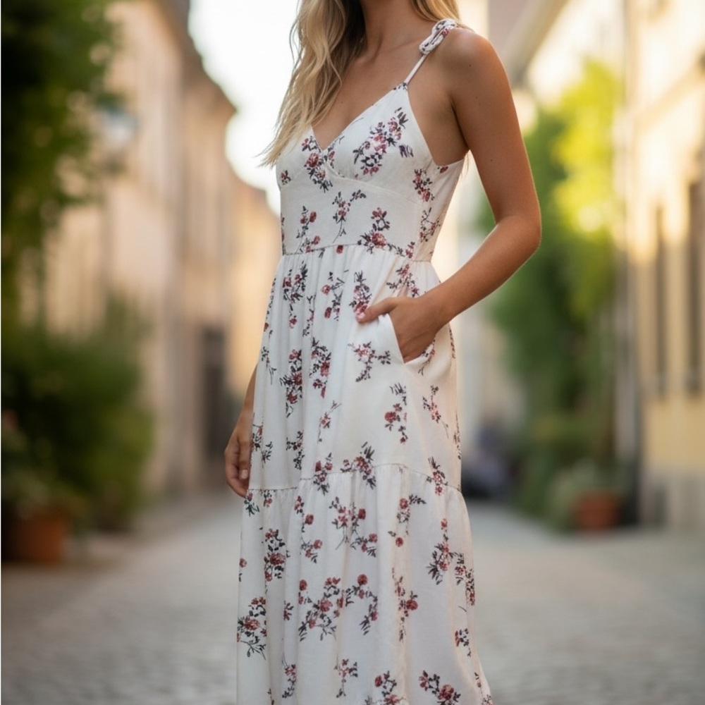 SHEIN White Floral Maxi Dress